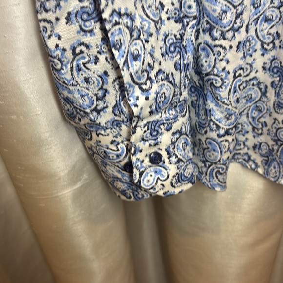 Men's Blue Paisley Emanuel Berg Modern Fit button down shirt, summer casual - Picture 4 of 8